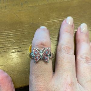 Butterfly stone and silver ring